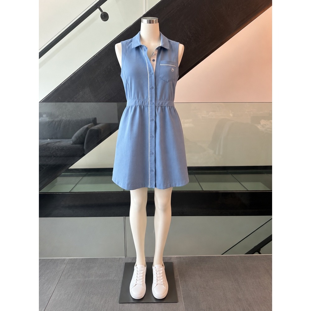 Puma Arnold Palmer Golf Dress Blue Sleeveless Button Front Mini Women Medium